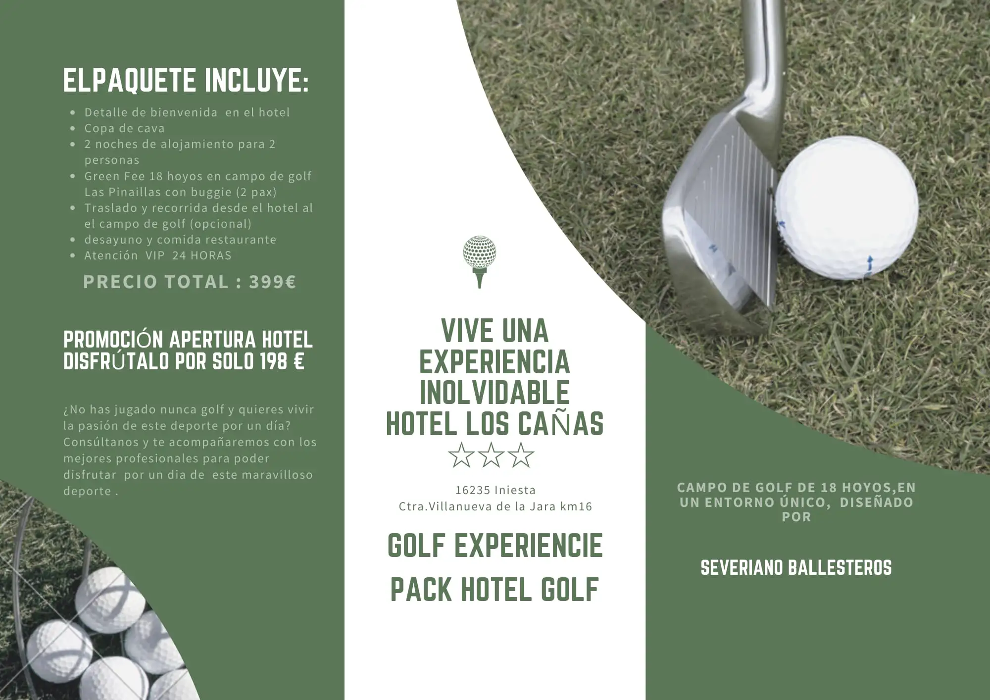 Vive una experiencia inolvidable. Pack hotel-Golf